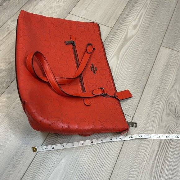 Coach Perforated Signature Leather Gallery Tote Miami Red 1499 - Picture 11 of 11